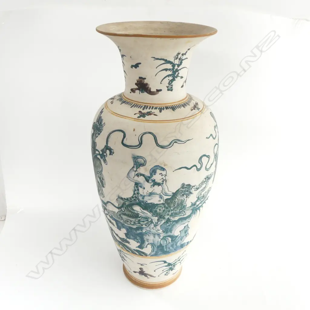 ORIENTAL BLUE & WHITE CERAMIC VASE, small repair to rim, H.500mm Image 1++