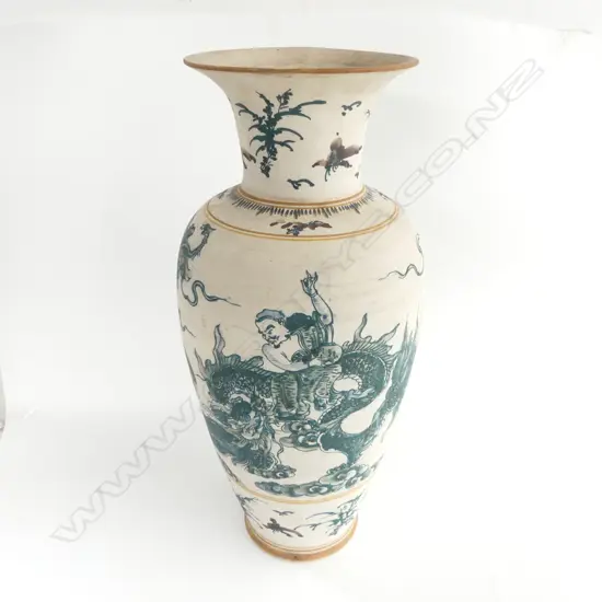 ORIENTAL BLUE & WHITE CERAMIC VASE, small repair to rim, H.500mm