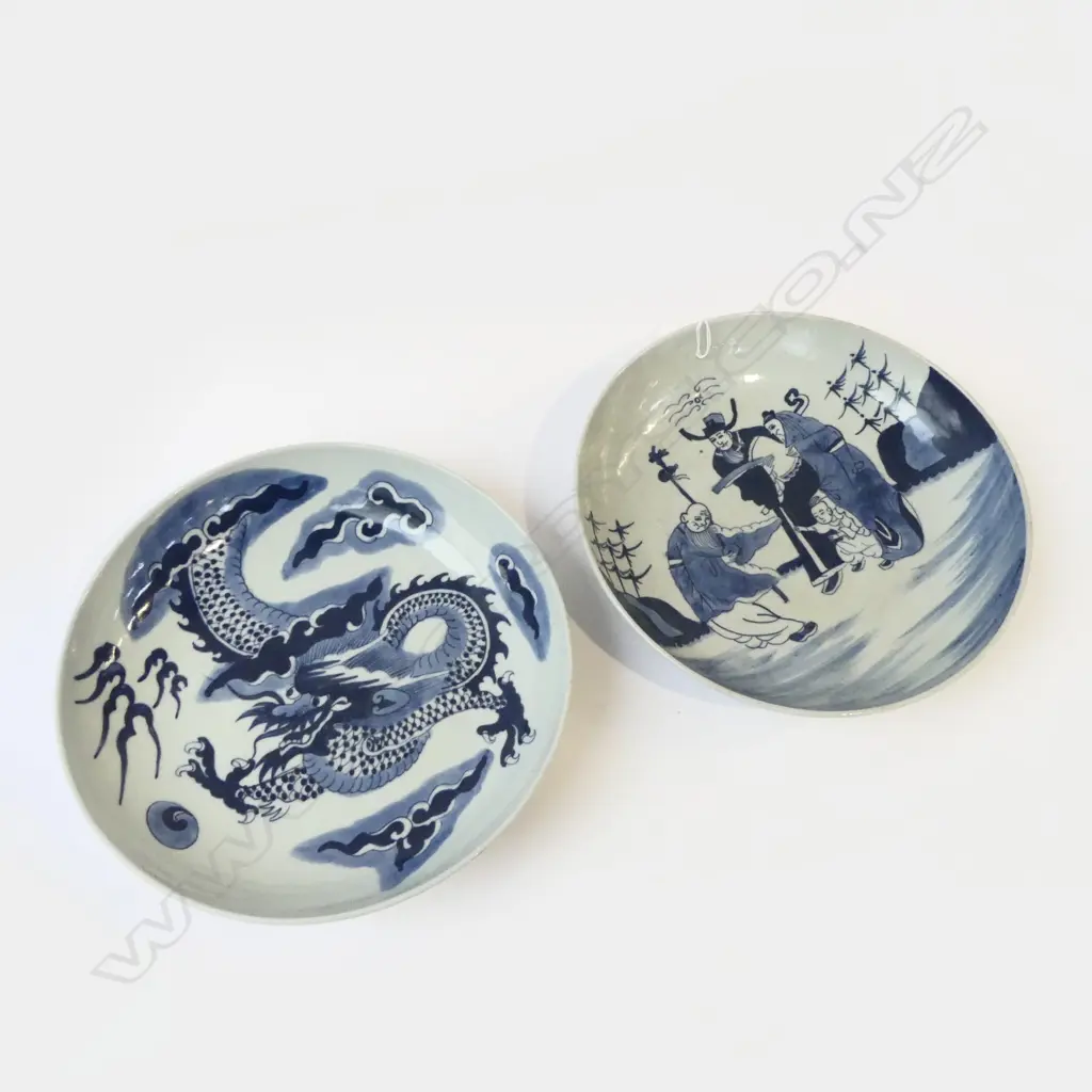 2 B/W CHINESE BOWLS Dia.285mm Image 1++