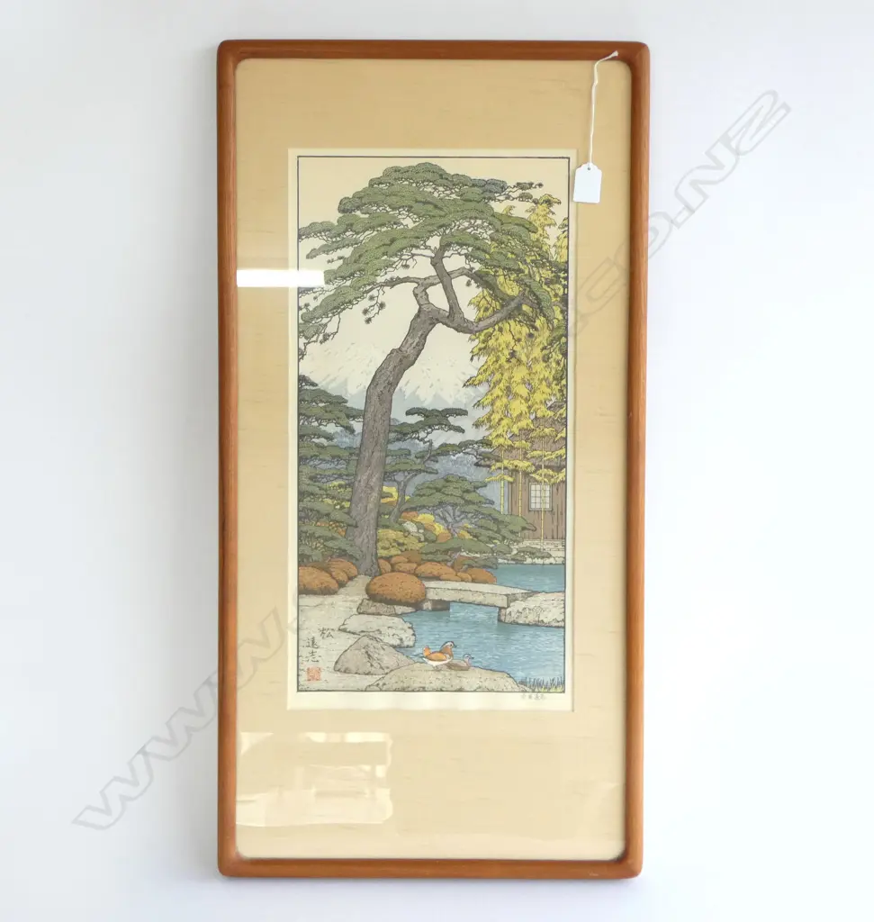 PINE TREE OF THE FRIENDLY GARDEN by TOSHI YOSHIDA, WOODBLOCK PRINT, 520x260mm Image 1++
