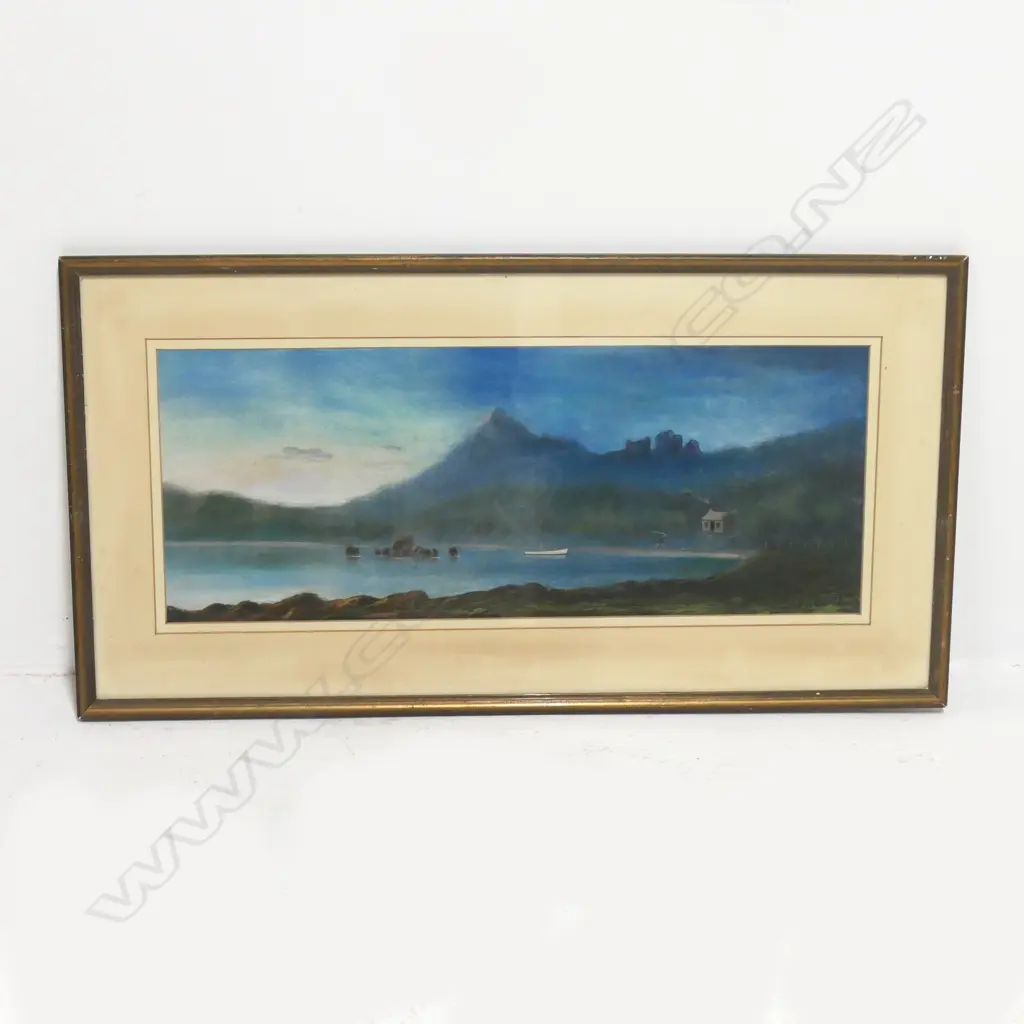 BOND, J.A. (1875-1953) - INLET WITH COTTAGE, WORK ON PAPER, 240 x 620mm Image 1++