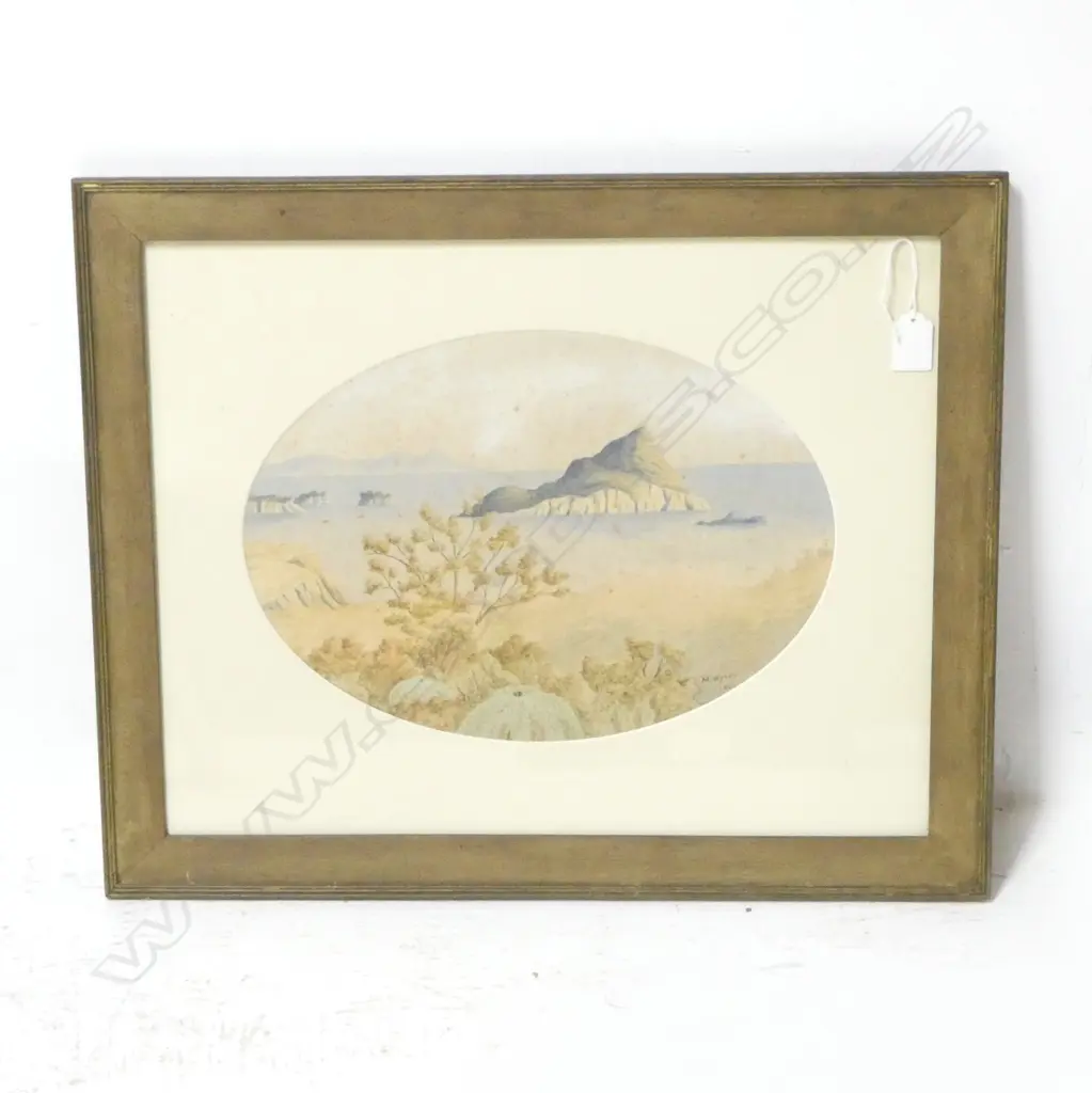 WYKES, M. - HAURAKI GULF, SIGNED & DATED 1884, WATERCOLOUR, SIGNED, 250 x 350mm Image 1++