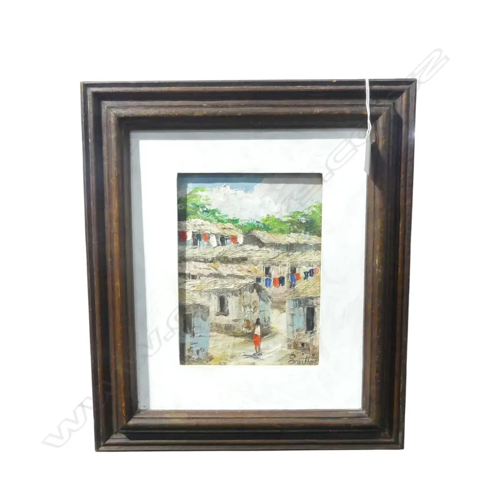 POOR SIDE OF TOWN, FRAMED OIL PAINTING ON STRETCHED CANVAS, SIGNED SAULTOS 81 - 140 X 190MM Image 1++
