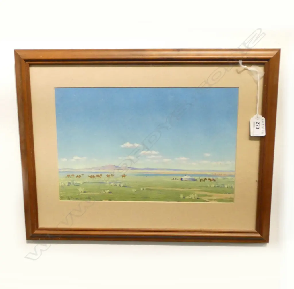 FRAMED GAUCHE MONGOL CAMP SIGNED G TIMUR H200 W310 Image 1++