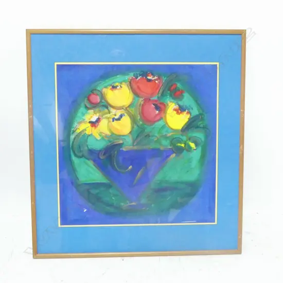 UNKNOWN - TULIPS IN VASE, WATERCOLOUR, 590 x 570mm