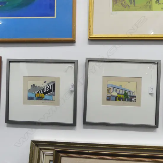 PR OF FRAMED W/CS AUCKLAND STREET SCENES SIGNED MCLEOD H90 L130-MM