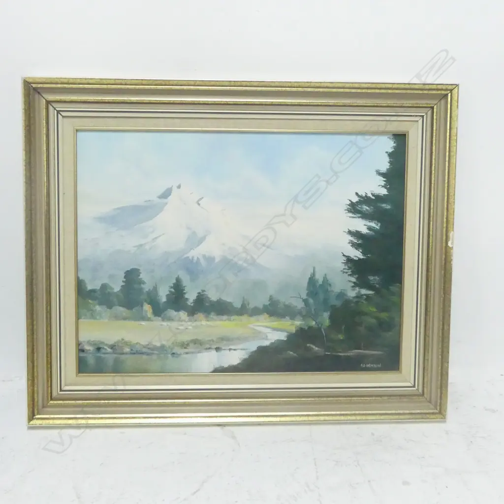 ANDERSON, A. E. - MORNING HAS BROKEN - TARANAKI, OIL, SIGNED, 440 x 600mm Image 1++