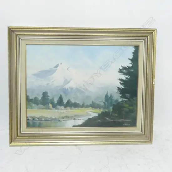 ANDERSON, A. E. - MORNING HAS BROKEN - TARANAKI, OIL, SIGNED, 440 x 600mm