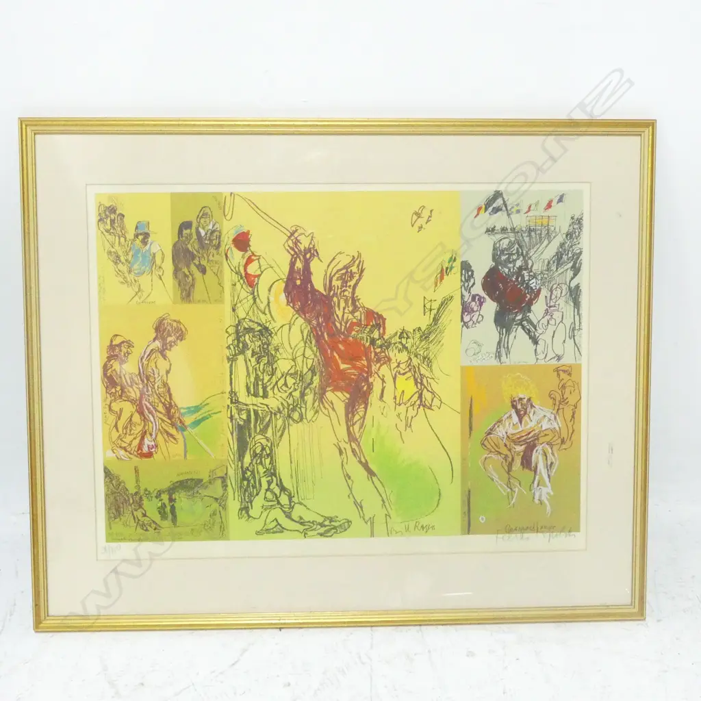 TOPOLSKI, FELIKS (1907-1989) - ROYAL ST GEORGES GOLF CLUB (WITH SKETCHES OF GOLFERS), PRINT, SIGNED, 560 x 740mm Image 1++