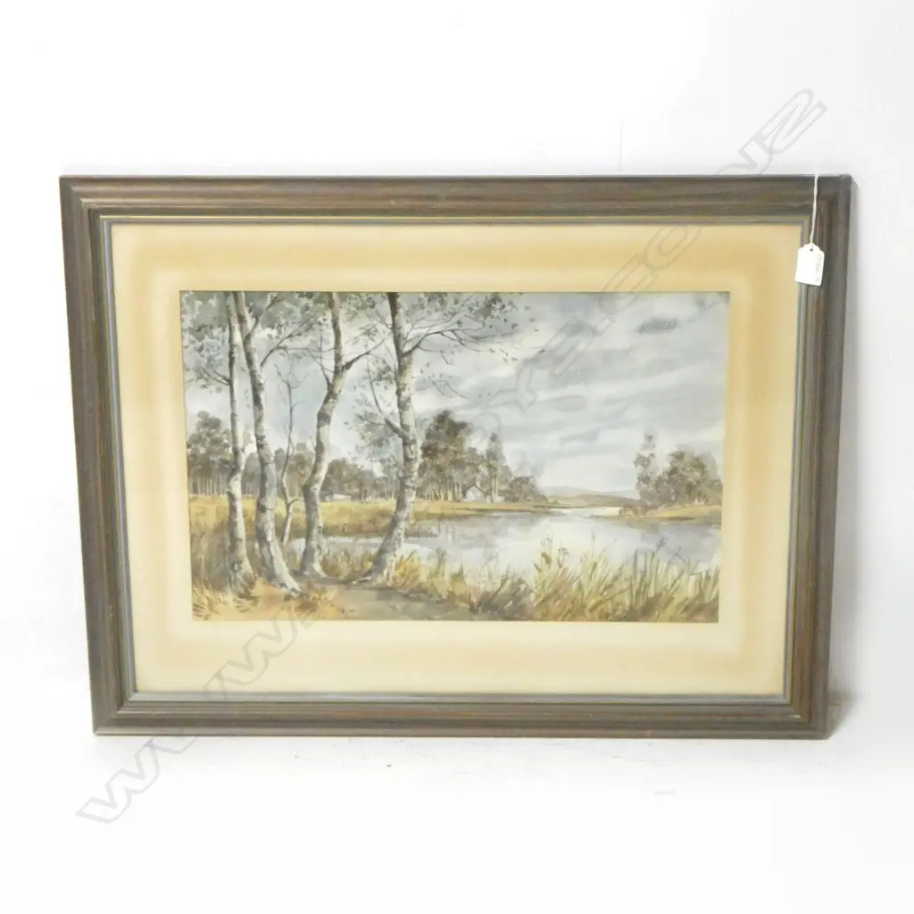 PROUT, ANTHONY A. (1946-) - SILVER BIRCH TREES BY LAKE, WATERCOLOUR, SIGNED, 310 x 490mm Image 1++
