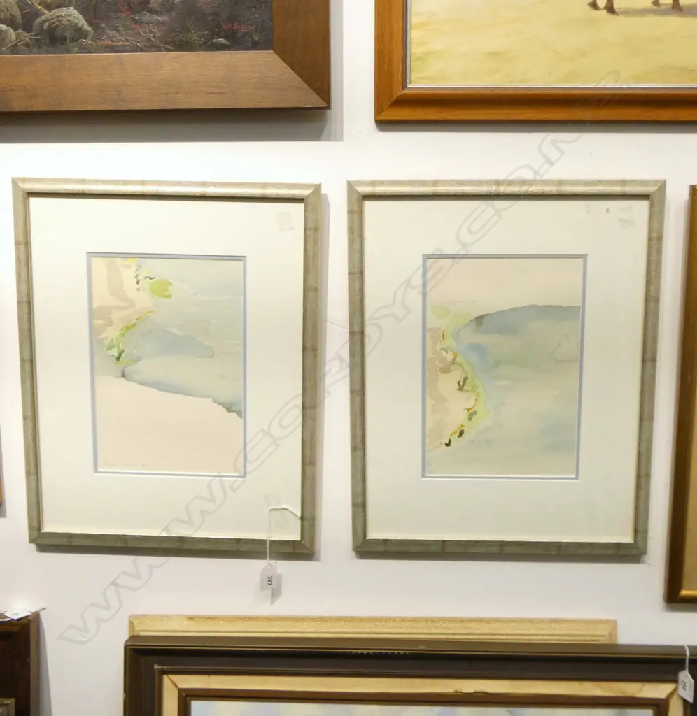 PR FRAMED W/CS COASTAL SIGNED HILLARY HOWARD H280 W190MM Image 1++
