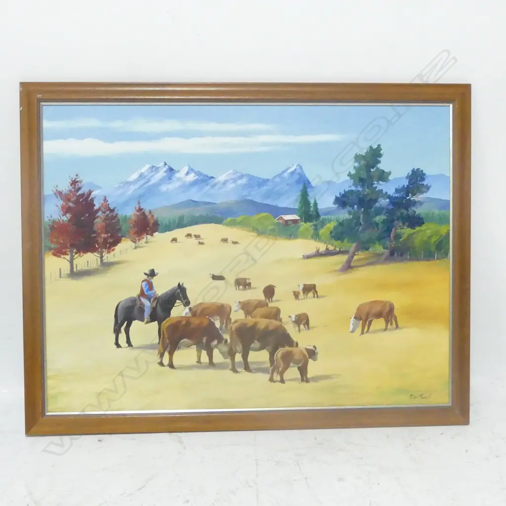 SCAIFE, PETER F. (1928-2011) - CATTLE ROUNDUP, OIL, SIGNED, 580 x 750mm Image 1++