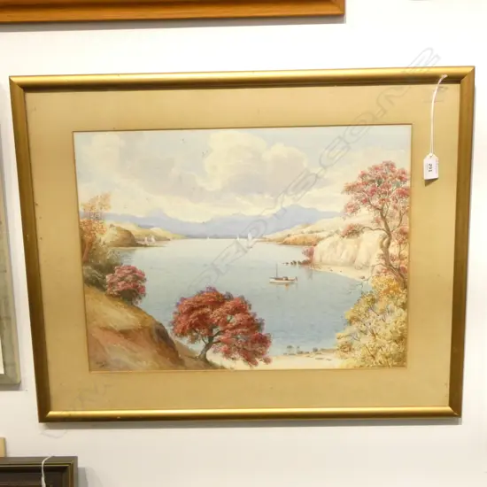 FRAMED W/C COASTAL POHUTAKAWAS SIGNED T RYAN 1922 H370 L480MM