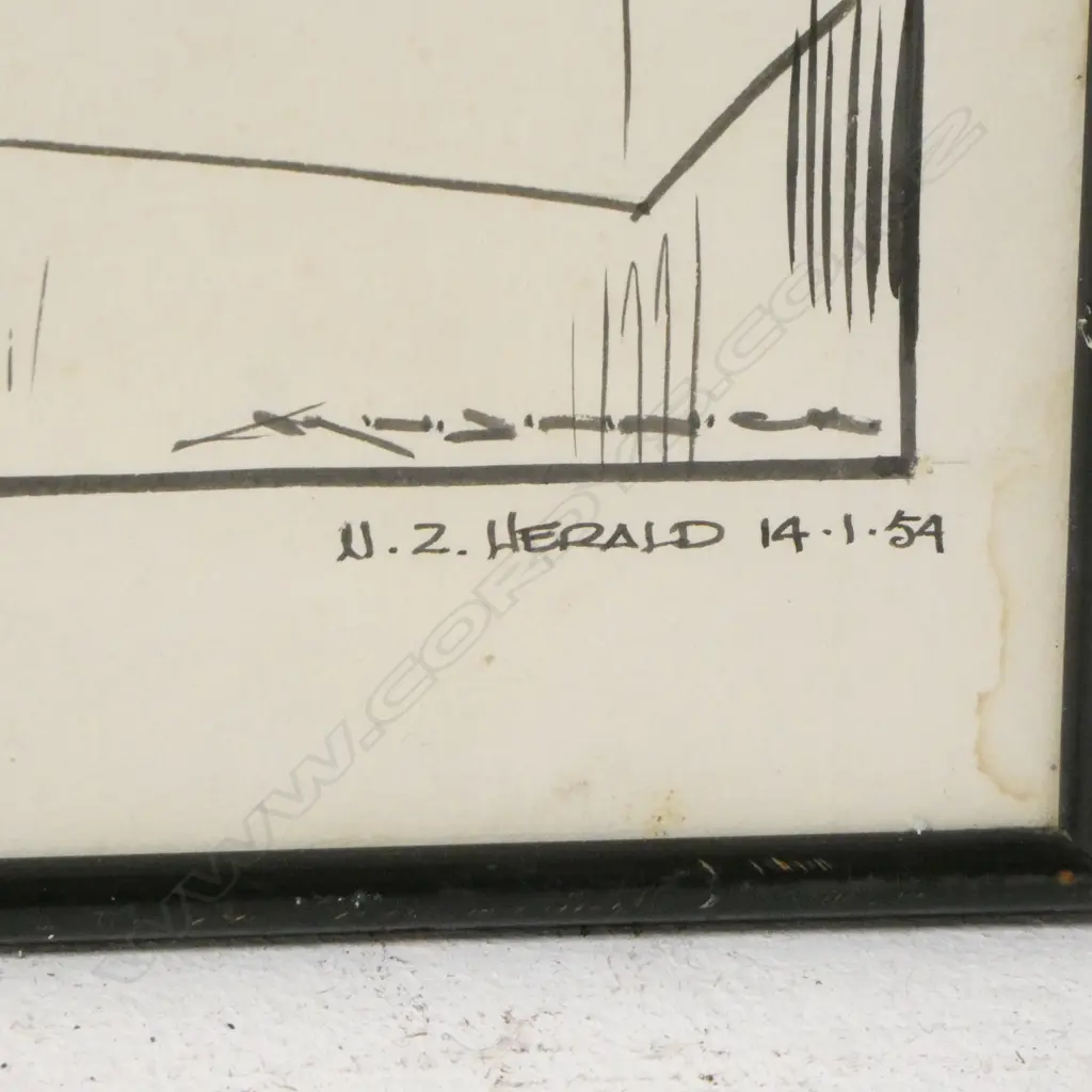MINHINNICK, GORDON (1902-1992) - THE NEXT STEP (NZ HERALD CARTOON DATED 1959), WORK ON PAPER, DATED, 340 x 500mm Image 1++