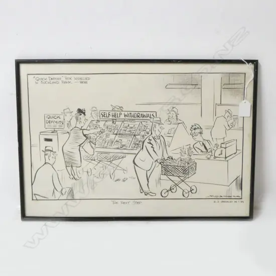 MINHINNICK, GORDON (1902-1992) - THE NEXT STEP (NZ HERALD CARTOON DATED 1959), WORK ON PAPER, DATED, 340 x 500mm