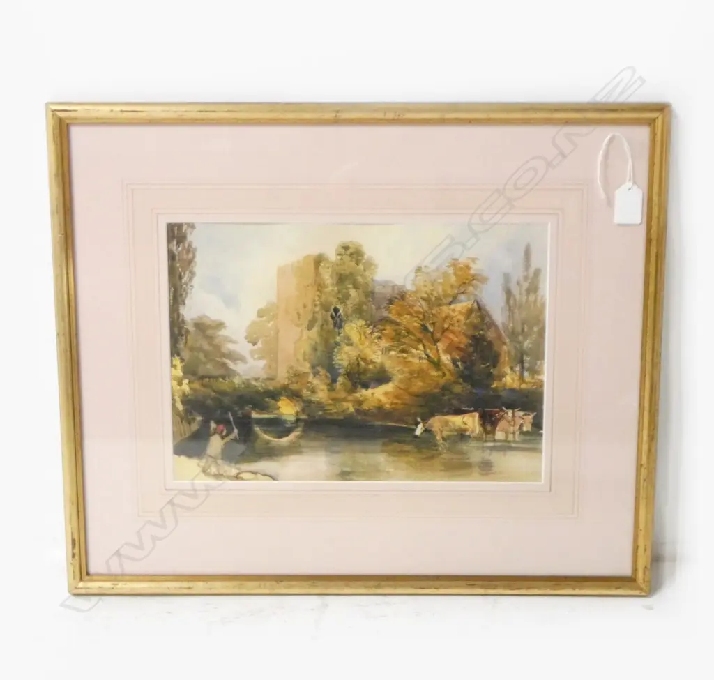 BARNARD, REV. WILLIAM HENRY (1767-1818) - REMAINS OF CASTLE WITH CATTLE, WATERCOLOUR, 230 x 340mm Image 1++