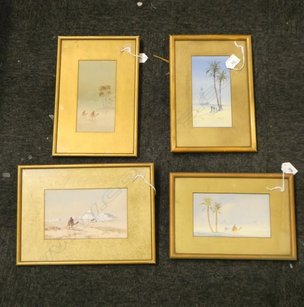 COLLECTION OF 4 SMALL FRAMED EGYPTIAN DESERT SCENE W/CS ALL SIGNED H180 L90 & H120 L80MM Image 1++