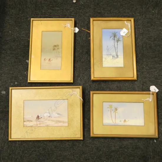 COLLECTION OF 4 SMALL FRAMED EGYPTIAN DESERT SCENE W/CS ALL SIGNED H180 L90 & H120 L80MM
