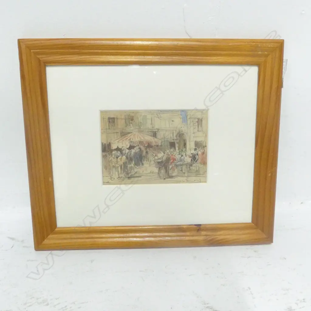 HANKEY, WILLIAM LEE (1869-1952) - EUROPEAN MARKET SCENE, WATERCOLOUR,SIGNED, 90 x 130mm Image 1++