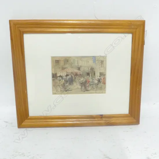 HANKEY, WILLIAM LEE (1869-1952) - EUROPEAN MARKET SCENE, WATERCOLOUR,SIGNED, 90 x 130mm