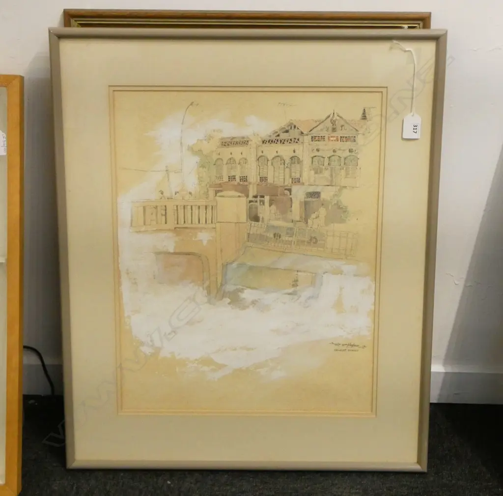 FRAMED PENCIL & GAUCHE SHINGET ROAD SIGNED INDISTINCTLY H500 L380MM Image 1++
