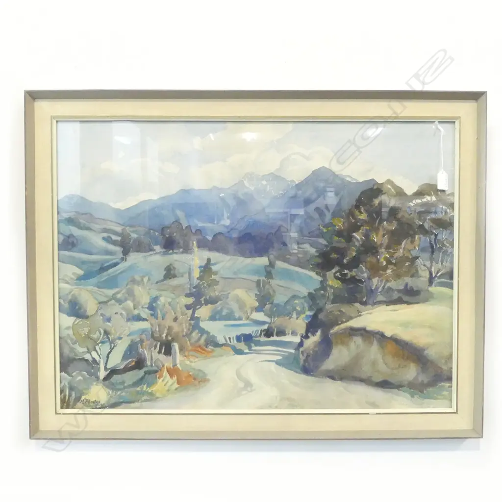 FRAMED W/C NELSON LANDSCAPE  SIGNED M RHODES 68 SIZE 550X750MM Image 1++