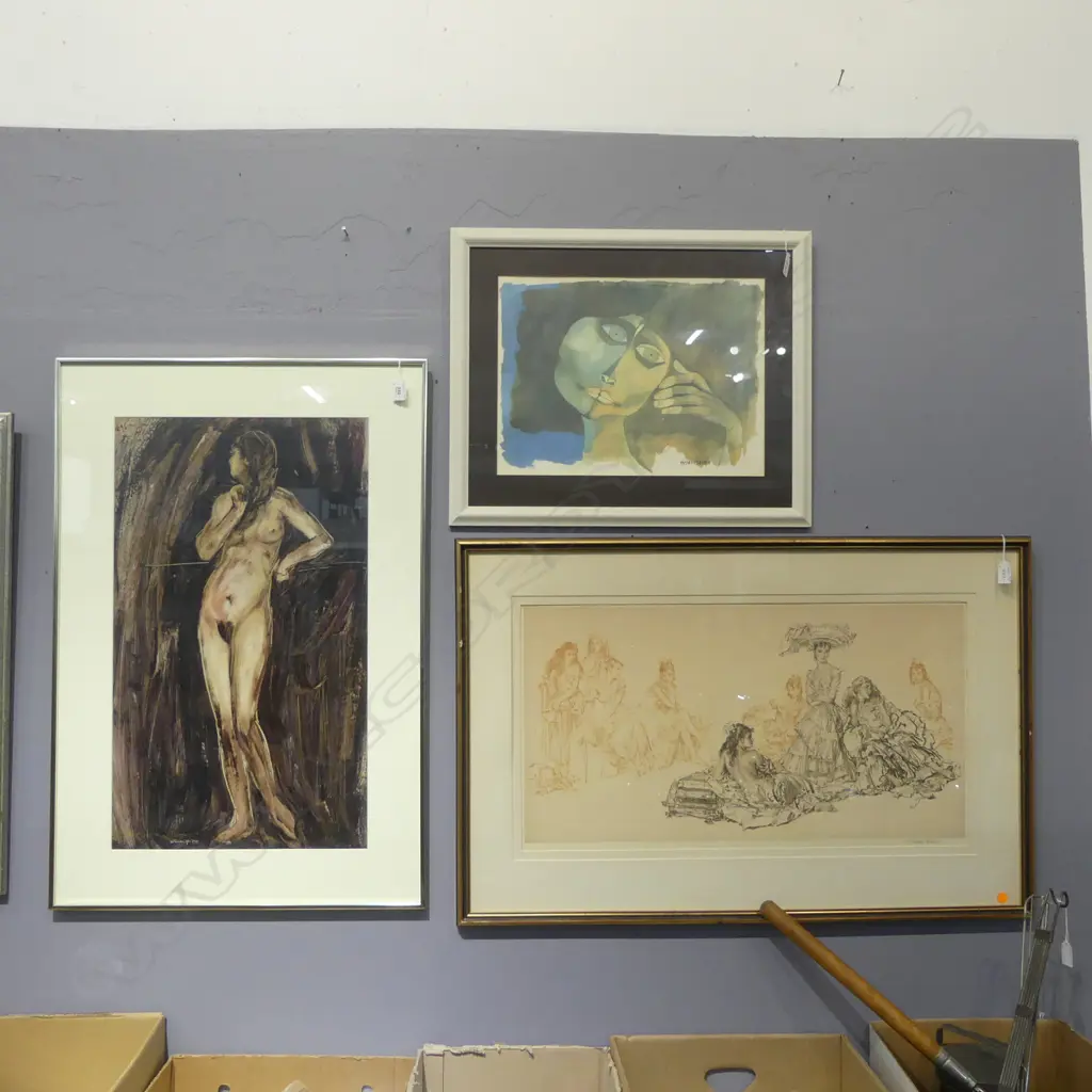 3 FRAMED PRINTS; ABSTRACT PORTRAIT, NUDE & OTHER, 680x400mm Image 1++