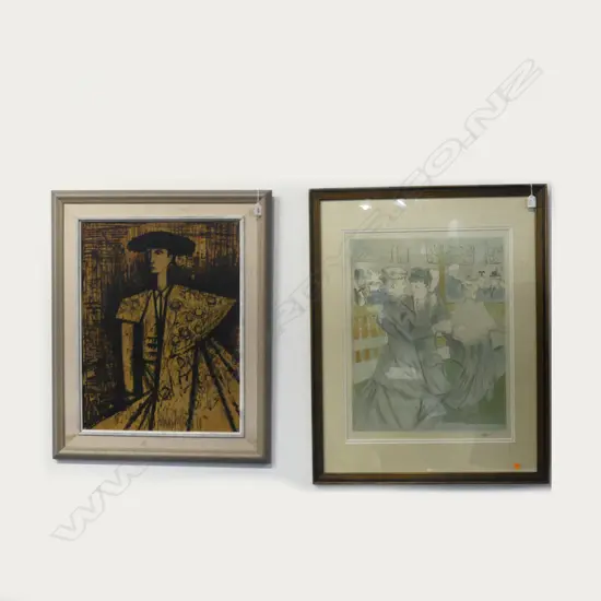 BERNARD BUFFET BULLFIGHTER PRINT (CENTRAL SCRATCHES) 650x490mm + OTHER PRINT 670x500mm