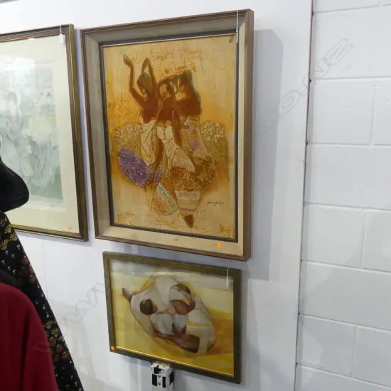 2 ORIGINAL WORK; PATRICIA ABALLAY (SPAIN), MATERNITY IN THE SUN, W/C, 410x550mm & OTHER 