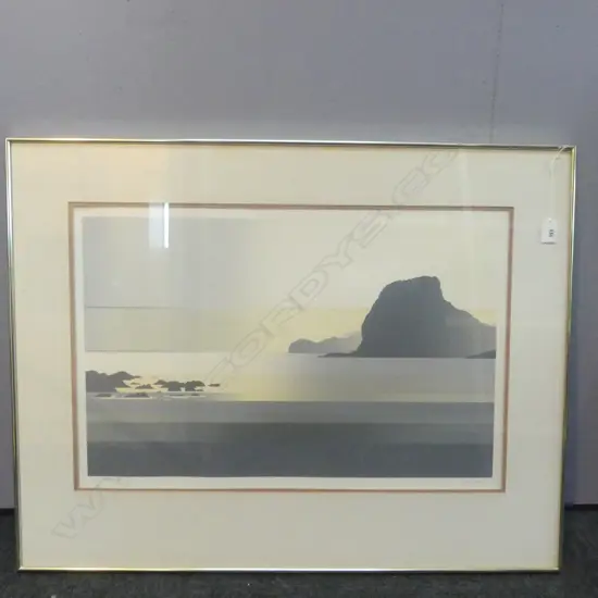 FRAMED NUMBERED PRINT LION ROCK SIGNED LEITCH H430 L550MM