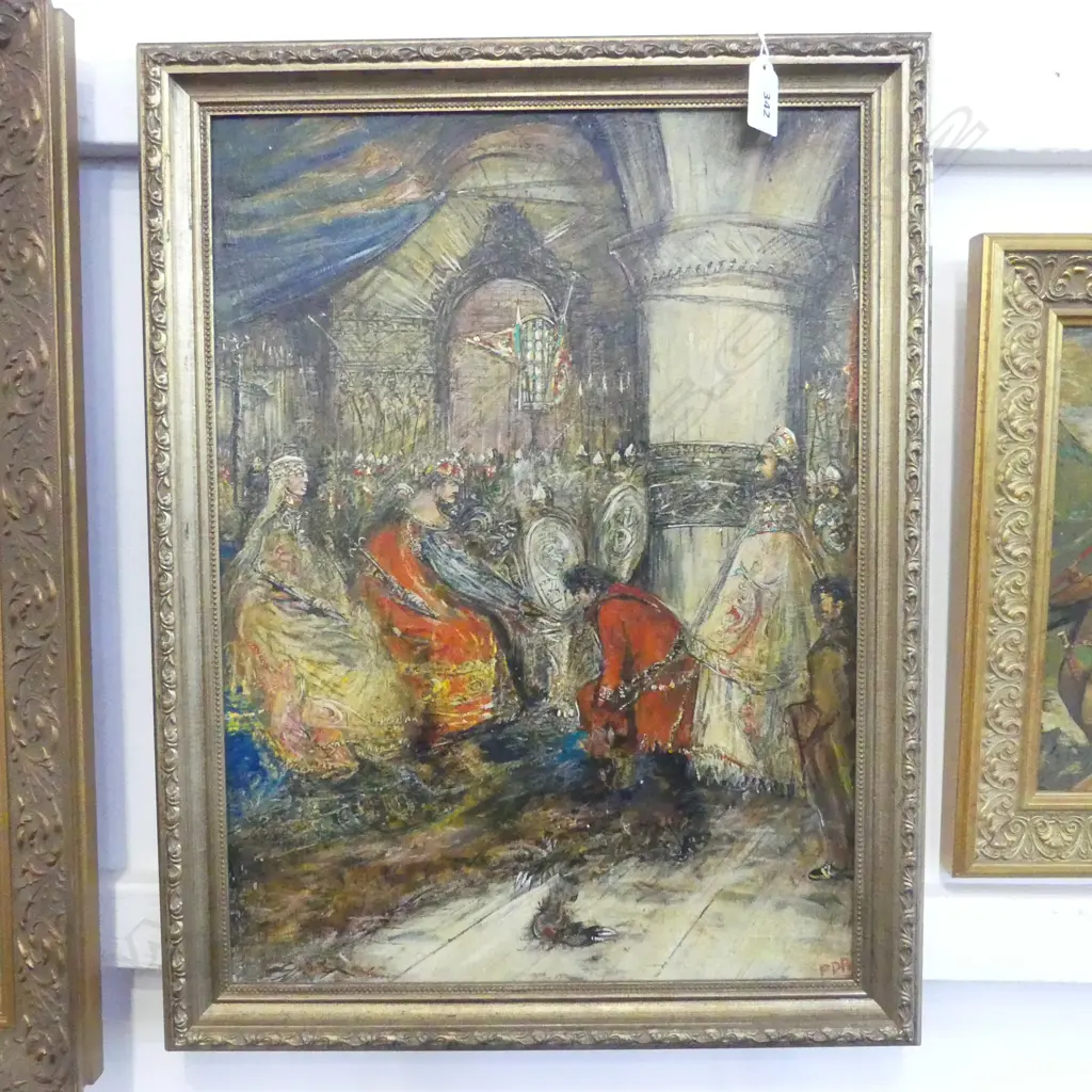 FRAMED OIL ON BOARD WILLIAM THE CONQUERER SIGNED P PURCELL H450 L320MM Image 1++