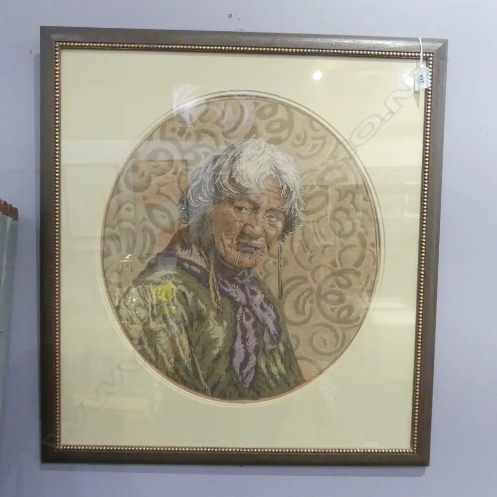 FRAMED TAPESTRY DEPICTING WAHINE 460x420mm Image 1++