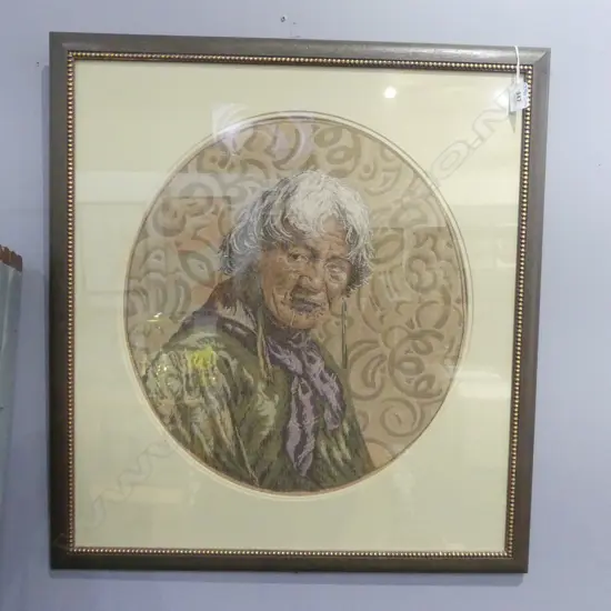 FRAMED TAPESTRY DEPICTING WAHINE 460x420mm