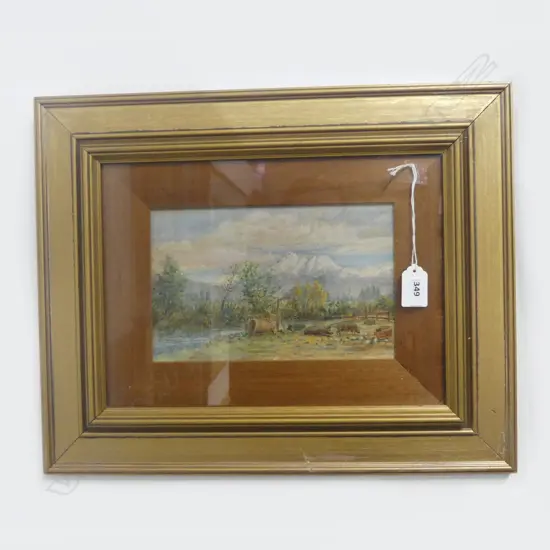 FRAMED W/C  PIG FARM  SIGNED DAVID EDWARD HUTTON 140X 215MM