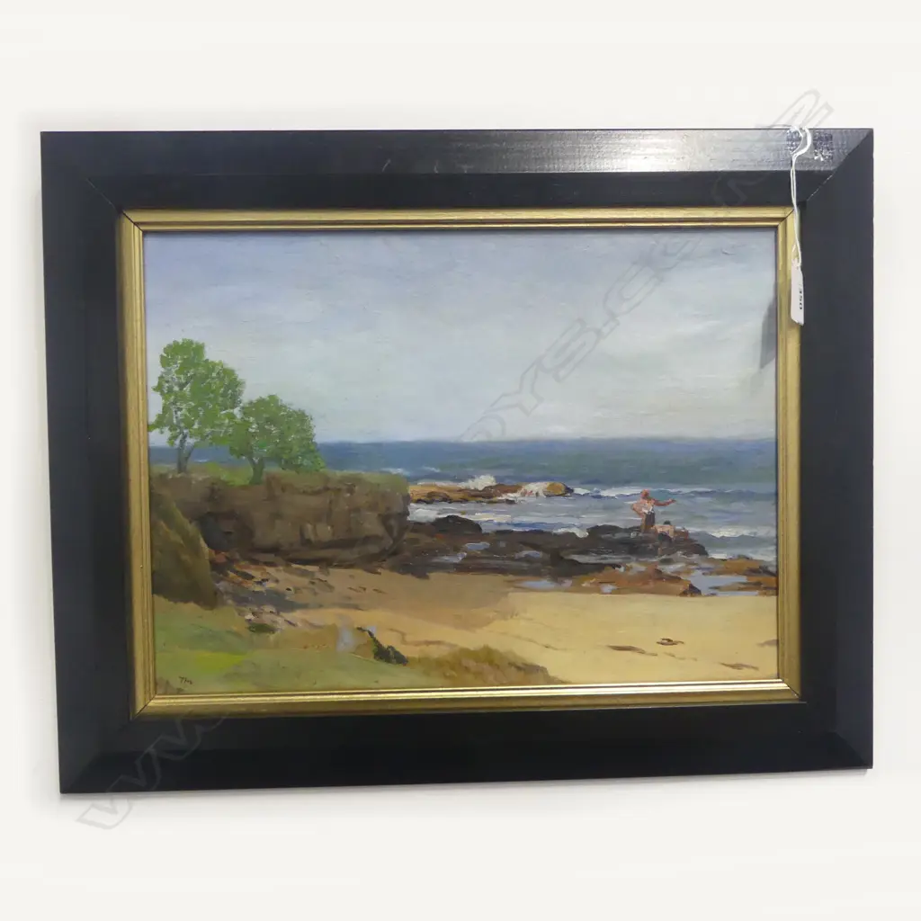 OIL ON BOARD  COASTAL FISHERMAN INITIALED TM 270X365 Image 1++