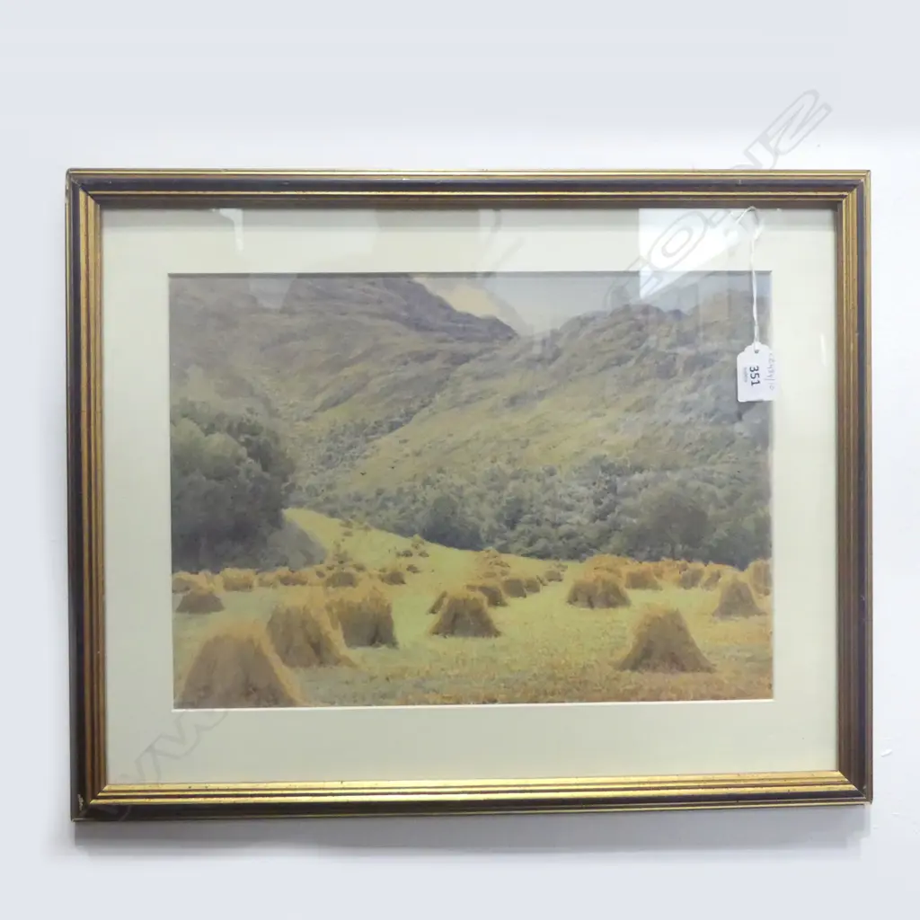 FRAMED W/C HATSTACKS INITIALED  RH 270X370MM Image 1++
