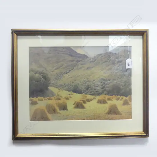 FRAMED W/C HATSTACKS INITIALED  RH 270X370MM