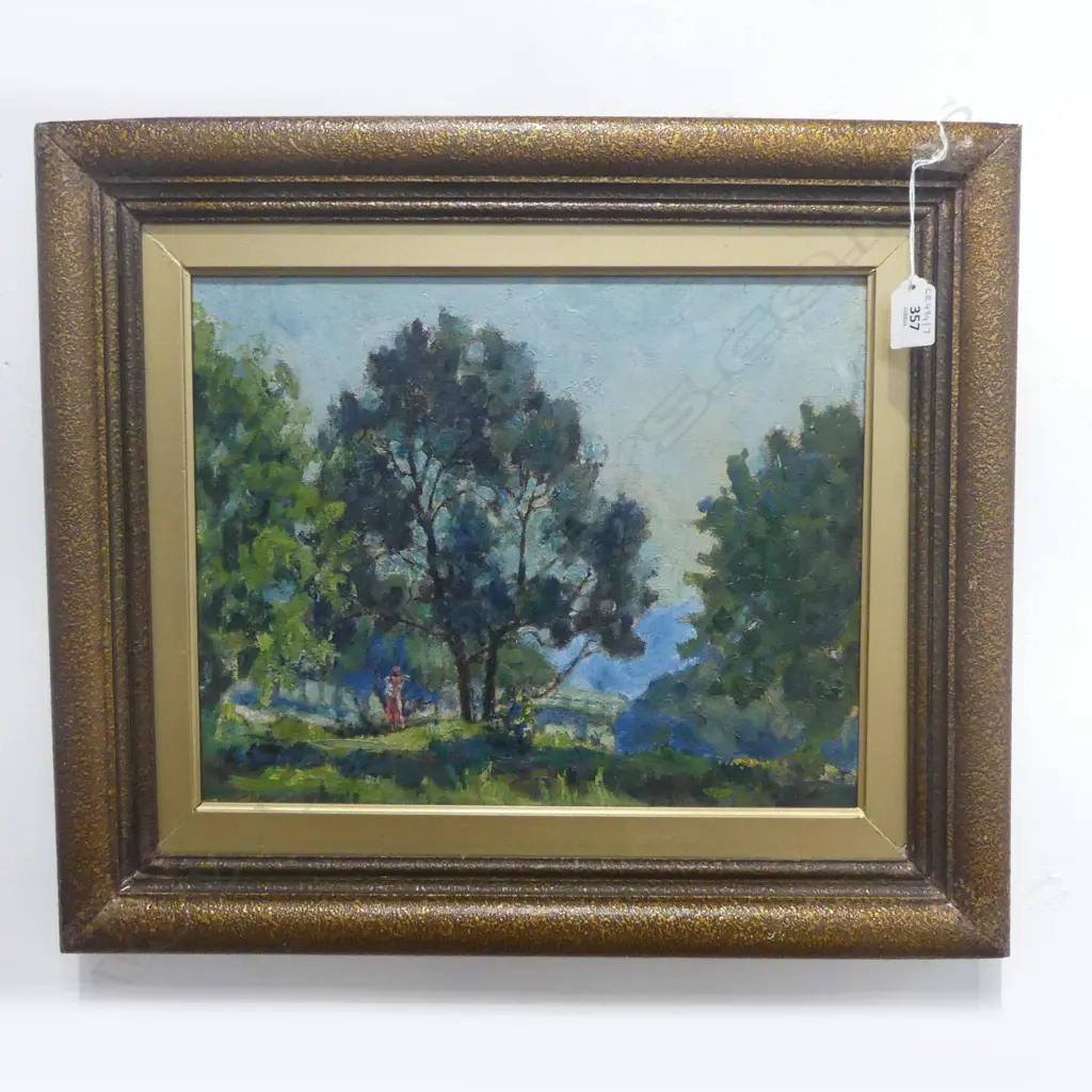 OIL ON BOARD  LADY IN LANDSCAPE  ARTIST UNKNOWN 240X440MM Image 1++