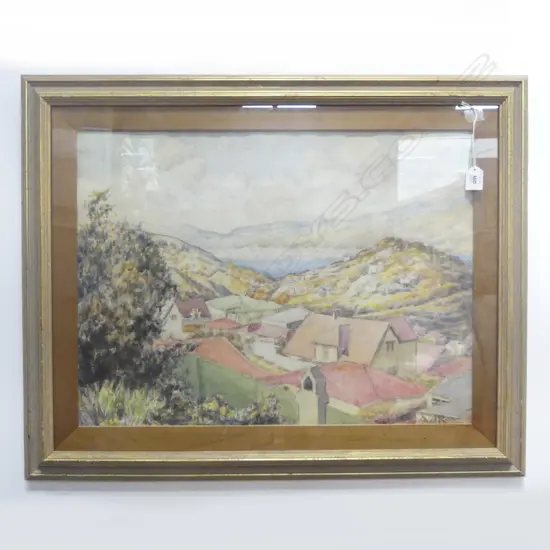 FRAMED W/C  WELLINGTON HARBOUR SIGNED AJ RAE  SIZE 440 X 500MM