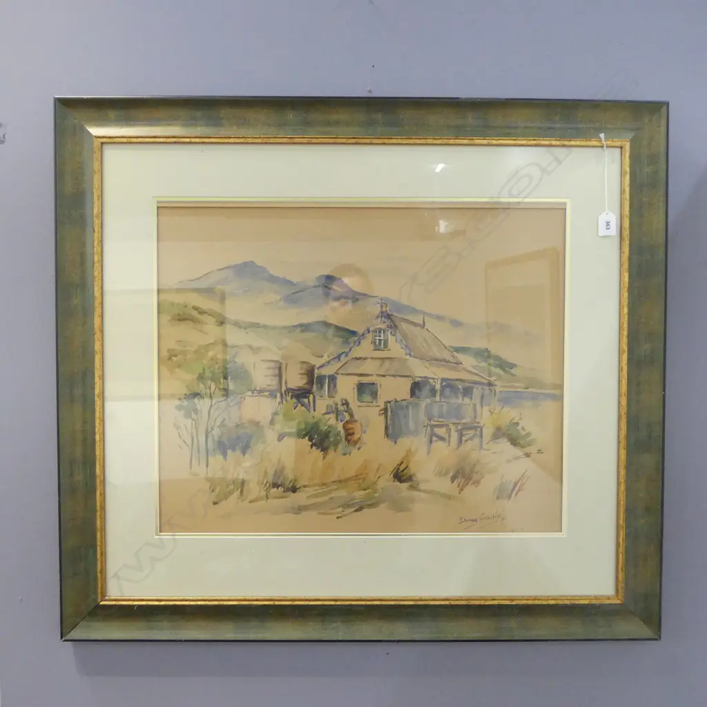 FRAMED W/C RURAL FARMSTEAD SIGNED ISMAY COULING H470 W600MM Image 1++