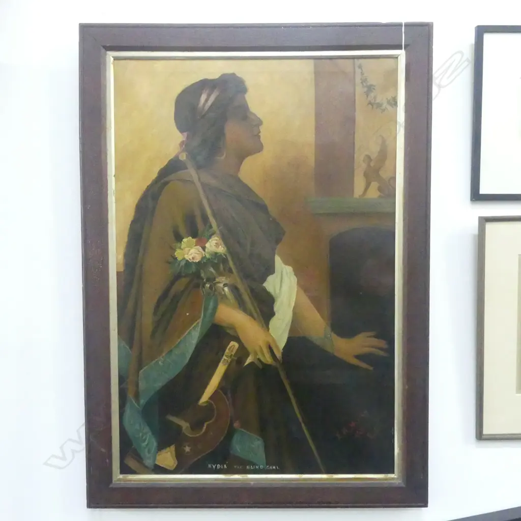E.H. MILLS, "NYDIA" THE BLIND GIRL, OIL ON CANVAS, 750x500mm Image 1++