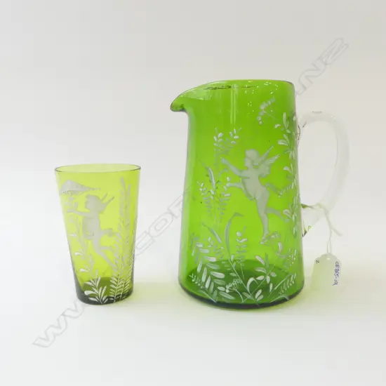 MARY GREGORY JUG & GLASS H.190mm