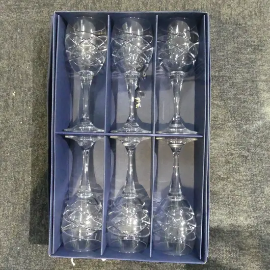 CASED SET OF 6 BOHEMIAN CRYSTAL GLASSES