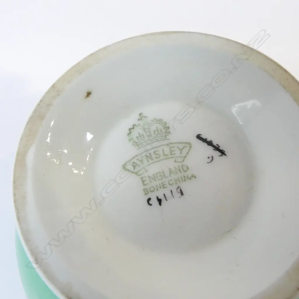 AYNSLEY FLORAL CUP & SAUCER SIGNED J. BAILEY, & FRUITS PLATE D. JONES Image 1++