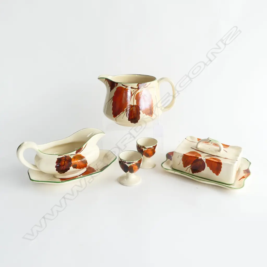 5PCS AUTUMN LEAF PAT WILKINSON CHINA JUG H110 BUTTER DISH GRAVYS BOAT ETC Image 1++