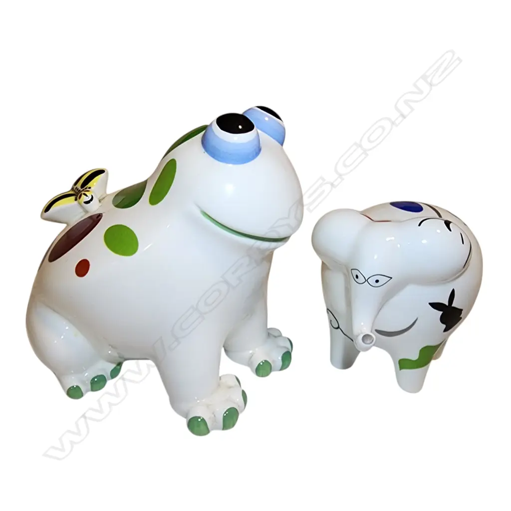 VILLEROY & BOCH ANIMAL PARK BENEDICT FROG - 150x150mm WITH FRIEND AND V & B ELEPHANT ROSEMARIE BENEDECT - 100x100mm Image 1++
