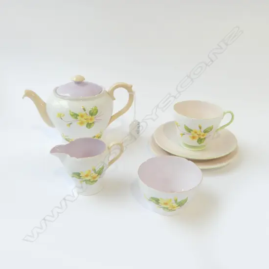 3PCS SHELLEY CHINA TEASET  CSP YELLOW FLOWER PAT