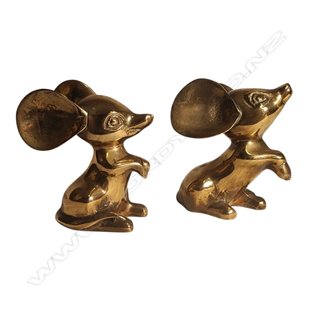 VINTAGE BRASS MICE MOUSE FIGURINES - PAIR 110x100x100mm Image 1++