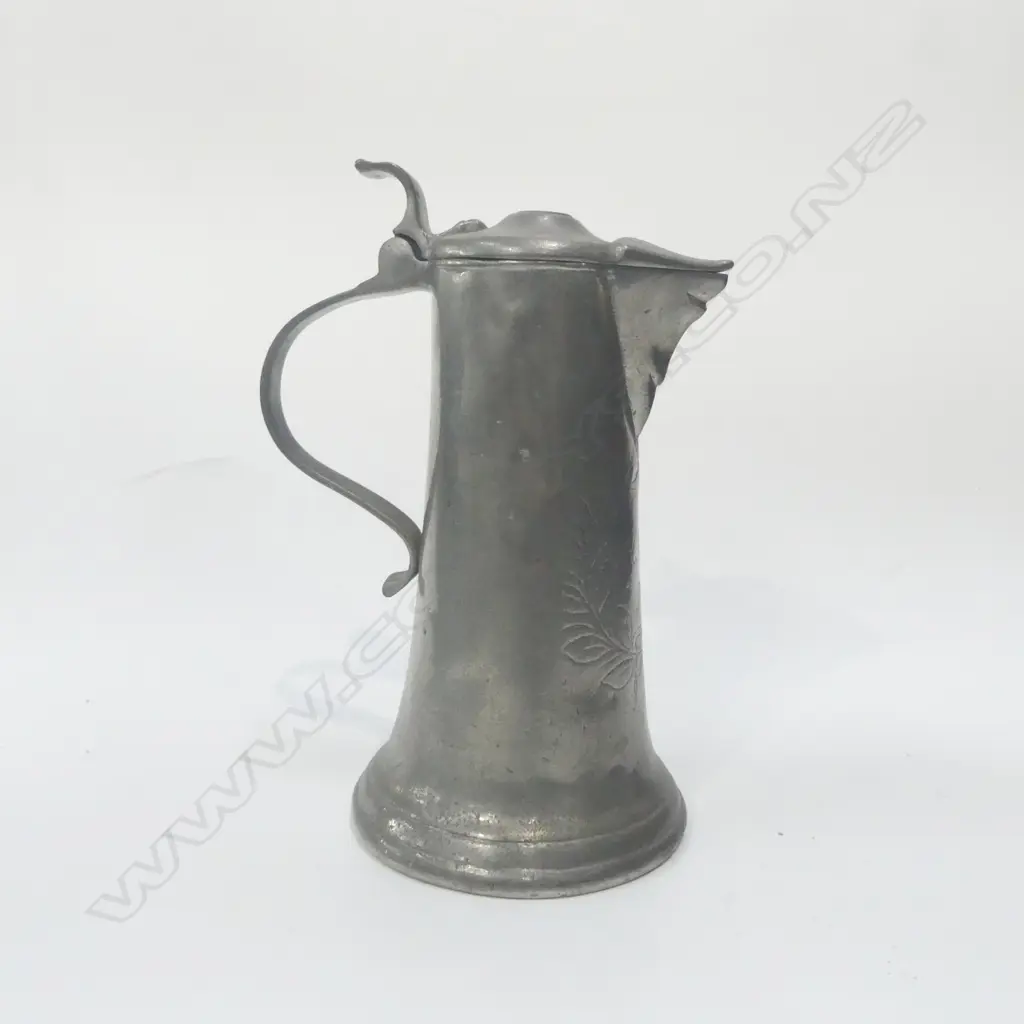 1740 ANTIQUE PEWTER LIDDED PITCHER HAMMERLUND OLSO NORWAY, H.240MM Image 1++