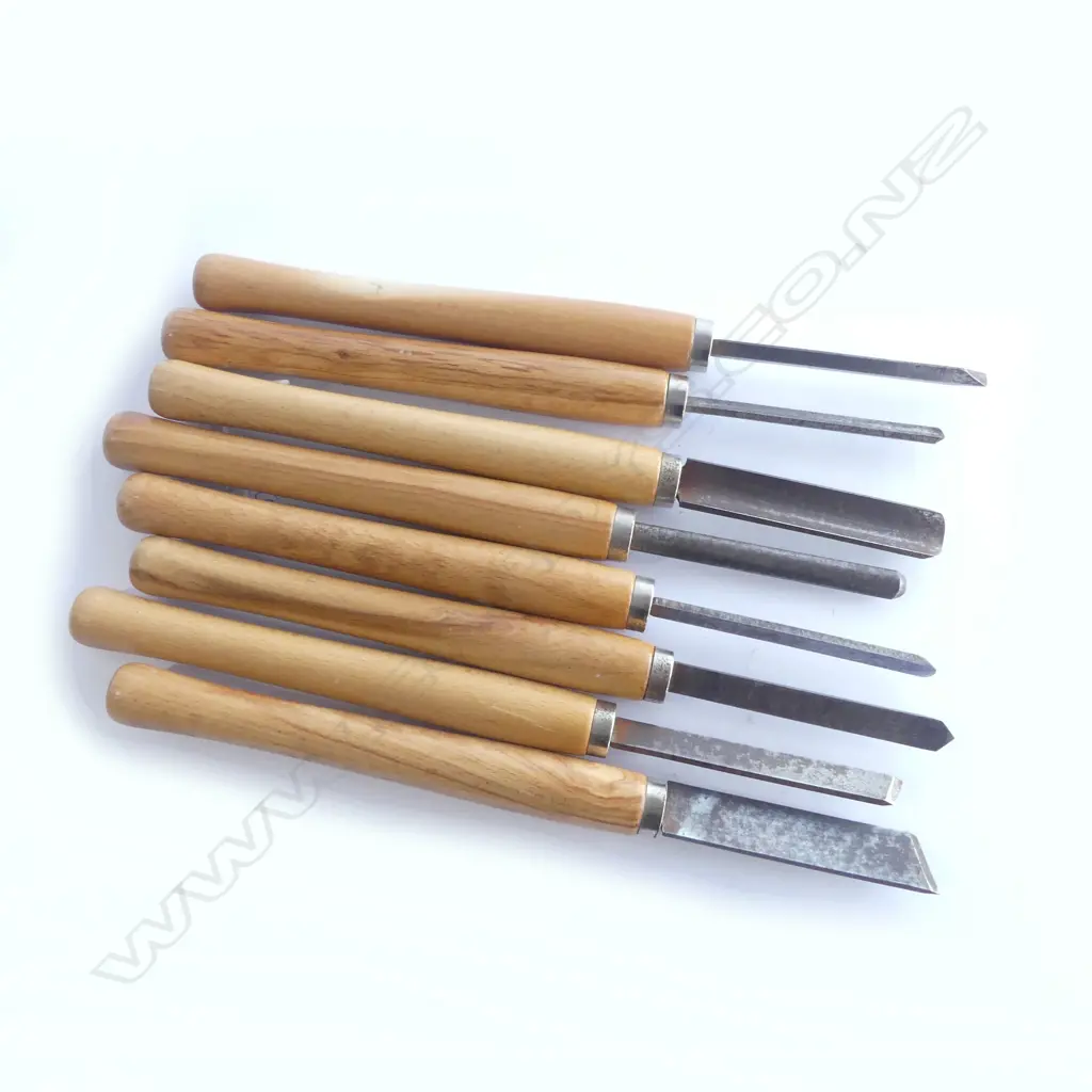 8 CHISELS, WOODEN HANDLES L.360mm Image 1++